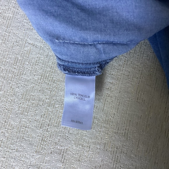 J. Jill Denim Chambray Wide Leg Pull-On Pants Woman’s Medium With Pockets Blue - Picture 7 of 12